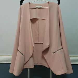 Blush pink crepe blazer